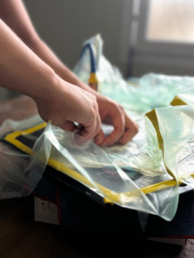 Part under vacuum bag, curing
