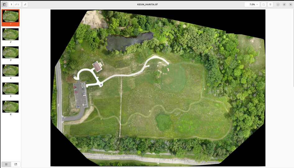 KESIN_HARITA.tif data-set example combining field, roads, parking area, pond, and woodland